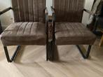 2 bruine leren eetkamerstoelen, Huis en Inrichting, Stoelen, Ophalen, Twee, Bruin, Leer