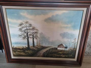 Schilderij: Landschap met huisje beschikbaar voor biedingen