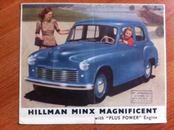 Hillman Minx incl Convertible originele auto folder '50, Boeken, Auto's | Folders en Tijdschriften, Zo goed als nieuw, Overige merken