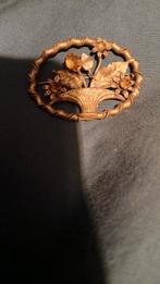 broche (bloemenmand) met gele steentjes, Overige materialen, Gebruikt, Geel, Ophalen of Verzenden
