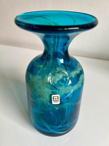 Vintage Mdina Glass Vaas Turquoise~Geel~Maltese~M .Harris beschikbaar voor biedingen
