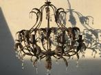 Grote vintage jaren 70 design messing kroonluchter, Ophalen, Zo goed als nieuw, Glas