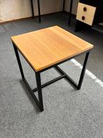Beuken bijzettafel met zwart metalen frame, Gebruikt, 50 tot 100 cm, Vierkant, Ophalen of Verzenden