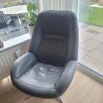 Montèl Relaxfauteuil antraciet leer, Huis en Inrichting, Fauteuils, Ophalen, Gebruikt, 75 tot 100 cm, Metaal
