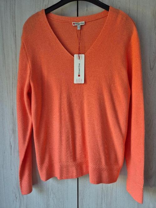 STREET ONE dames gebreide trui met vhals koraal mt 40 NIEUW, Kleding | Dames, Truien en Vesten, Nieuw, Maat 38/40 (M), Oranje
