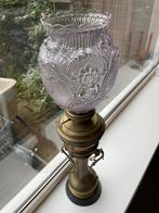 Koperen (olie) lamp met glazen kap, Ophalen of Verzenden