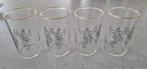 4 Oude glaasjes met leuke afbeelding van dansers, Antiek en Kunst, Antiek | Glas en Kristal, Ophalen of Verzenden