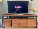 Teak houten tv meubel met staal, Huis en Inrichting, Kasten | Televisiemeubels, Ophalen, Zo goed als nieuw, 25 tot 50 cm, Minder dan 100 cm