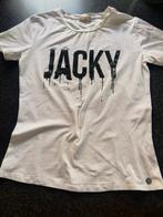 Wit elastisch t shirt met zwarte opdruk, reliëf. Maat S, Wit, Jacky, Ophalen of Verzenden, Zo goed als nieuw