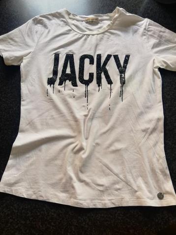 Wit elastisch t shirt met zwarte opdruk, reliëf. Maat S beschikbaar voor biedingen