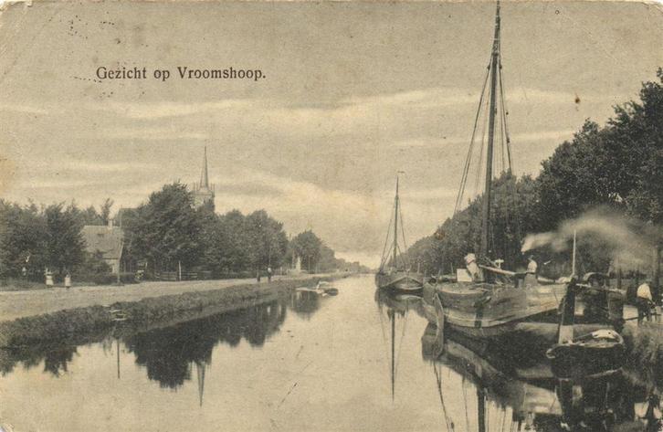 Gezicht op Vroomshoop. - B-keus - gelopen, Verzamelen, Ansichtkaarten | Nederland, Ongelopen, Noord-Brabant, Voor 1920, Ophalen of Verzenden