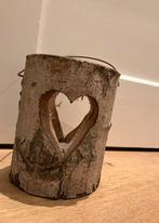 Windlicht hout hart houten kaarsenhouder sfeerlicht boomstam, Huis en Inrichting, Woonaccessoires | Kandelaars en Kaarsen, Ophalen of Verzenden