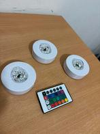 3 x Draadloze Dimbare RGB LED Lampen + AB, Ophalen of Verzenden, Zo goed als nieuw, Metaal of Aluminium