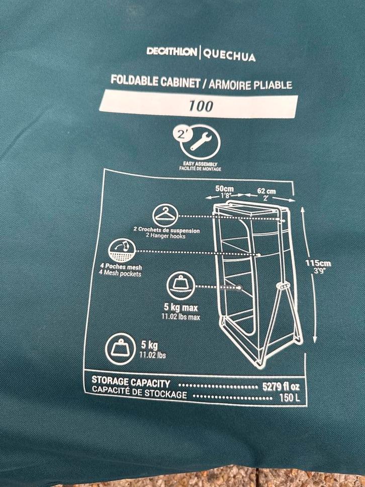 Decathlon Quechua Opvouwbare Kast 100, Caravans en Kamperen, Kampeeraccessoires, Zo goed als nieuw, Ophalen