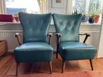 2 goede groene leren leunstoelen, Huis en Inrichting, Ophalen, Gebruikt, Vintage, 75 tot 100 cm