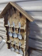 Lepelrek van oud eikenhout met zes tinnen lepels, Ophalen of Verzenden