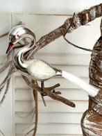 Vintage glas kerstbal vogel zwaan kraanvogel zilver op clip, Diversen, Kerst, Ophalen