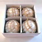 Grote beschilderde kerstballen - 7,5 cm - Wit met goud, Ophalen of Verzenden, Zo goed als nieuw