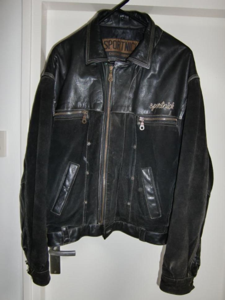 Lederen met suede herenjas, Kleding | Heren, Jassen | Zomer, Zo goed als nieuw, Maat 56/58 (XL), Zwart, Ophalen of Verzenden