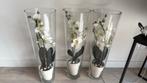 3 vazen met nep orchideeën, Ophalen, Overige kleuren, 50 tot 75 cm, Glas