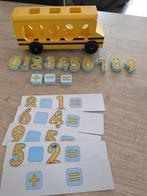Houten Schoolbus met Rekenpuzzel, Ophalen, Gebruikt, Duw- of Trekspeelgoed