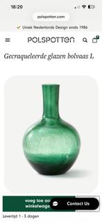 Polspotten Vaas - Gebarsten Glas - Groen, Huis en Inrichting, 50 tot 75 cm, Ophalen of Verzenden, Groen, Glas