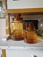 2 oude voorraad potten bruin glas, Antiek en Kunst, Antiek | Glas en Kristal, Ophalen of Verzenden