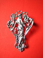 Prachtige Zilveren Jugendstil Hanger / Broche - Staande Dame, Verzenden, Zilver, Broche