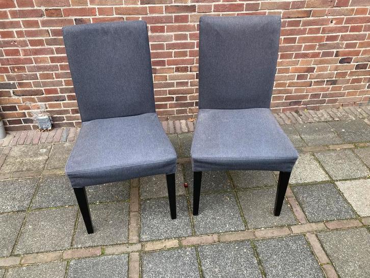 2xeetkamerstoel IKEA Henriksdal: grijs met zwarte poten/stof, Huis en Inrichting, Stoelen, Zo goed als nieuw, Twee, Hout, Stof