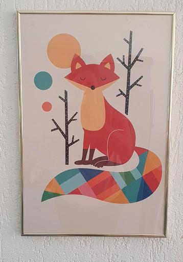 Poster Vos in Lijst - Warme Kleuren 40 bij 60 beschikbaar voor biedingen