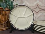 Vintage Gien France fondueborden cremekleur retro servies, Keramiek, Onbekend, Ophalen of Verzenden, Zo goed als nieuw