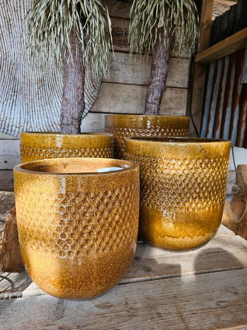 Aanbieding, zware geglazuurde buitenpotterie!!, Tuin en Terras, Bloempotten, Nieuw, 40 cm of meer, Rond, Ophalen