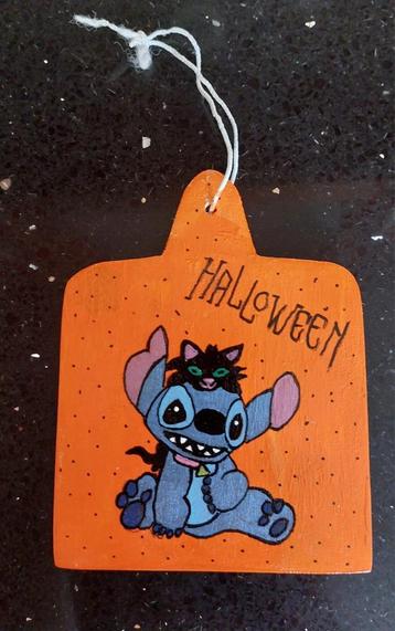 Nieuw-Stitch Halloween houten onderzetter/ wandhanger beschikbaar voor biedingen