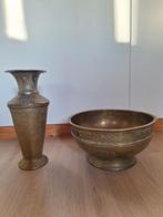 Messing vaas en schaal uit Indonesië, Antiek en Kunst, Antiek | Koper en Brons, Ophalen of Verzenden