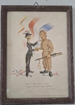 vintage prent spotprent Tweede Wereldoorlog Jan Lavies 1945, Verzamelen, Ophalen of Verzenden, Overige soorten, Nederland, Kunstobject