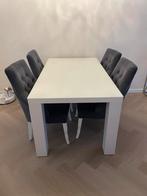 Eettafel wit met 4 stoelen grijs, Ophalen, Zo goed als nieuw