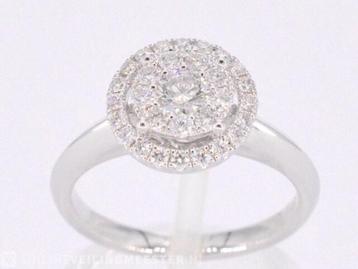 Witgouden entourage ring vol gezet met diamanten beschikbaar voor biedingen