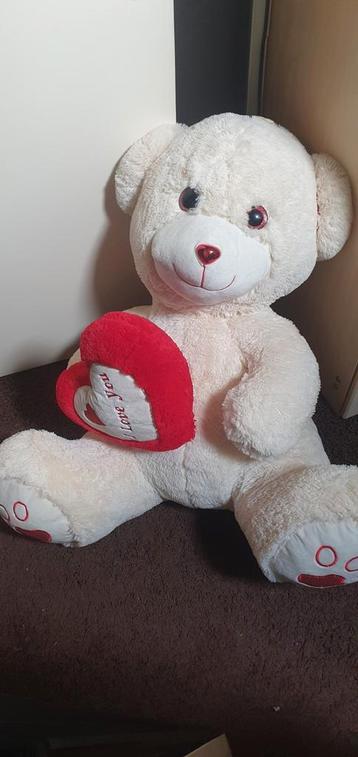 Grote witte knuffel beer met hart XL - I Love You beschikbaar voor biedingen