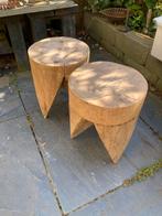 Boomstam Krukjes/Tafeltjes Set, Huis en Inrichting, Stoelen, Ophalen, Gebruikt, Twee, Bruin