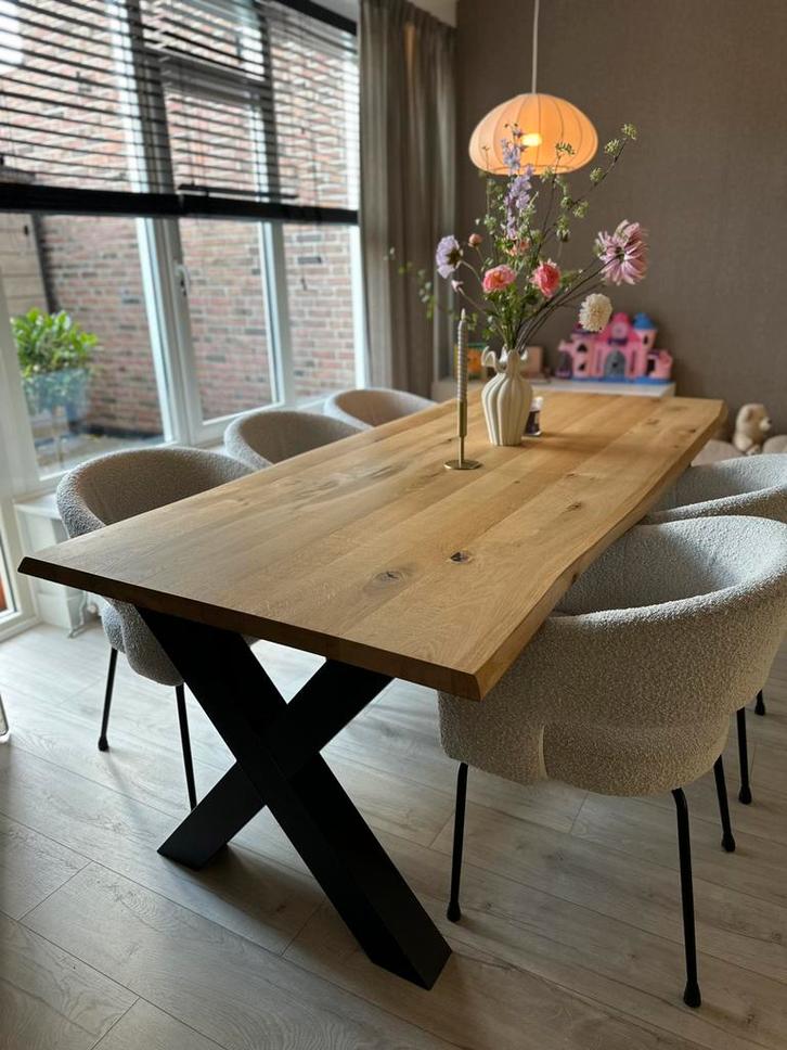 Gave Eiken Boomstam Eettafel | Zeer goede staat!, Huis en Inrichting, Tafels | Eettafels, Zo goed als nieuw, 100 tot 150 cm, 200 cm of meer