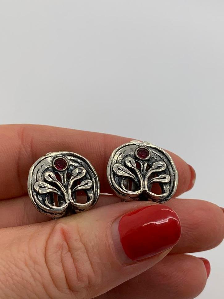 Z175 Prachtige zilveren Perli clip oorbellen toermalijn, Sieraden, Tassen en Uiterlijk, Antieke sieraden, Ring, Zilver, Met edelsteen