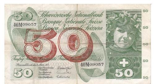 Zwitserland, 50 Francs, 1973, Postzegels en Munten, Bankbiljetten | Europa | Niet-Eurobiljetten, Los biljet, Overige landen, Ophalen of Verzenden