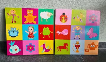 2 schilderijen afm. 39 cm bij 39 cm beschikbaar voor biedingen