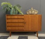 60 jaren Duits teak hout dressoir tv meubel links 4 la 1deur, Huis en Inrichting, Kasten | Ladekasten, Ophalen, Gebruikt, 100 tot 150 cm
