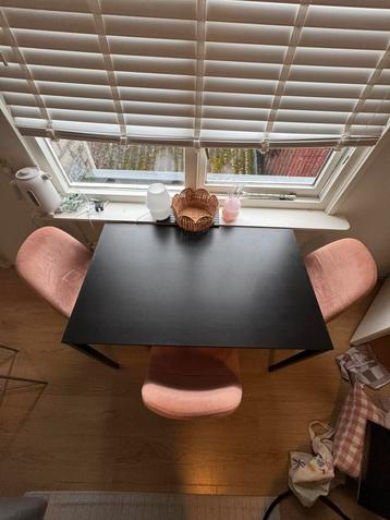 Eetkamerstoelen Roze Velvet / Zwart beschikbaar voor biedingen
