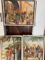 3 antieke schoolplaten oude platen Jacob Dijkstra Groningen, Ophalen