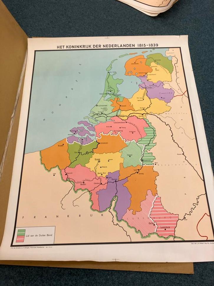 Schoolplaat: Het Koninkrijk der Nederlanden (1815-1839), Boeken, Atlassen en Landkaarten, Gelezen, Landkaart, Nederland, 1800 tot 2000