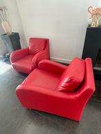 2 Musa Italia Design Fauteuils - Rood Leder, Huis en Inrichting, Fauteuils, Ophalen, Zo goed als nieuw, Leer, 75 tot 100 cm
