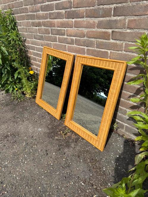 Rotan spiegels 45x65 cm, Huis en Inrichting, Woonaccessoires | Spiegels, Zo goed als nieuw, Minder dan 50 cm, Minder dan 100 cm
