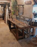 oude werkbank van donker hout  sidetable, Antiek en Kunst, Curiosa en Brocante, Ophalen of Verzenden